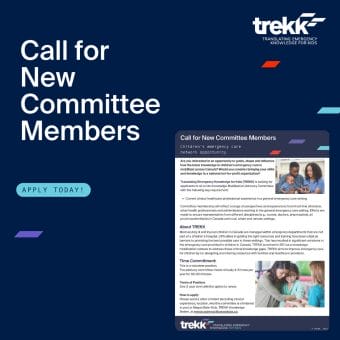 Poster advertising call for new committee members for Knowledge Mobilization Advisory Committee on navy background. Text next to image reads: "Call for New Committee Members - Apply Today!"