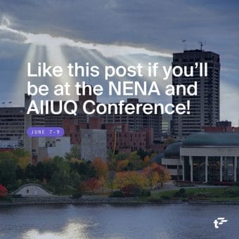 Image of the Gatineau waterfront. Text reads: "Like this post if you'll be at the NENA and AIIUQ Conference!"